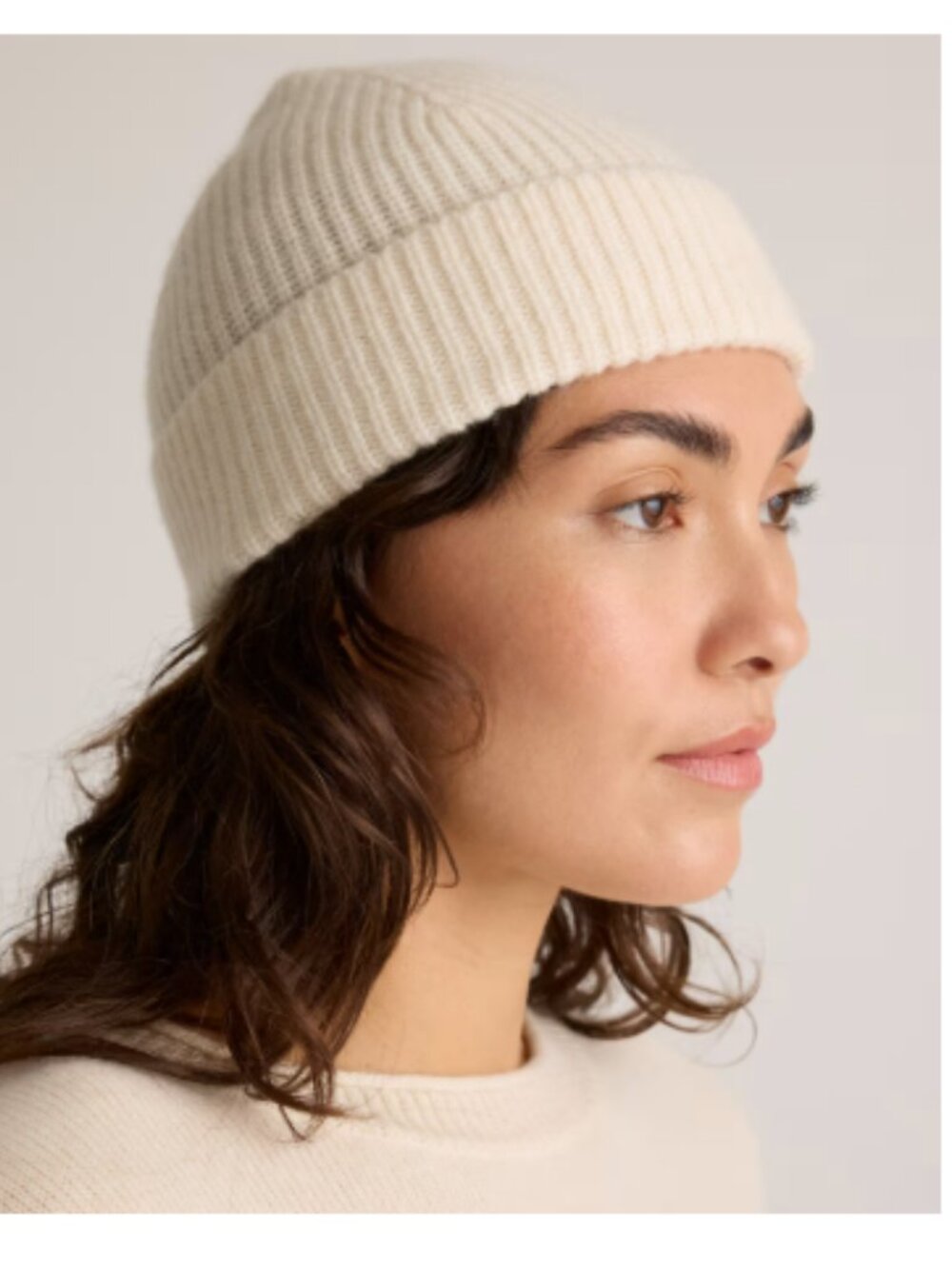 Quince Mongolian Cashmere Ribbed Beanie Unisex Bohemian Butter-Soft Sz M/L